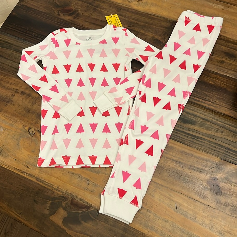 Primary Pink Christmas Tree Pajamas - NWT